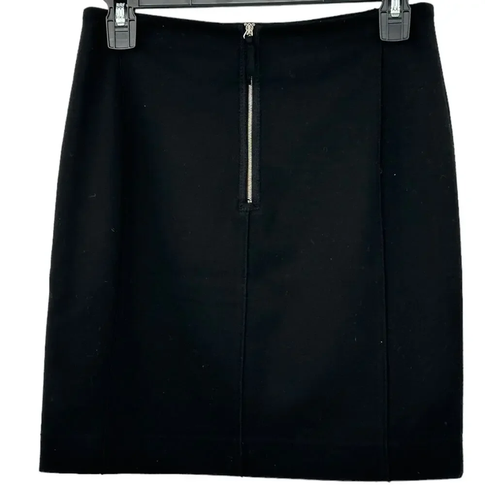 Rebecca Taylor Skirt Womens 4 Pencil Mini Black Ponte Knit Minimalist Party Club